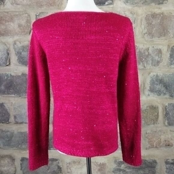 NARCISCO Rodriguez For Design Nation Sweater Woman's Size Medium Pink Sequins - Picture 12 of 13